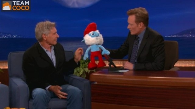 201108021933 Watch Harrison Ford rip the head off Papa Smurf