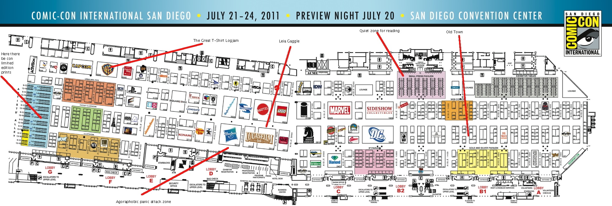 San Diego ComicCon The Map is here and we’ve annotated it The Beat