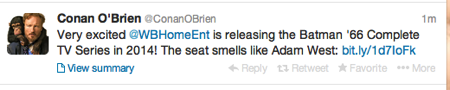 Conan O Brien tweets Batman TV Series coming via WBHE  1