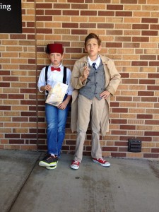 Geronimo and Allons-y! The Huston brothers dressed as their favorite Doctors: Travis, age 9, dressed as Eleven and Tom, age 12, went as Ten.  