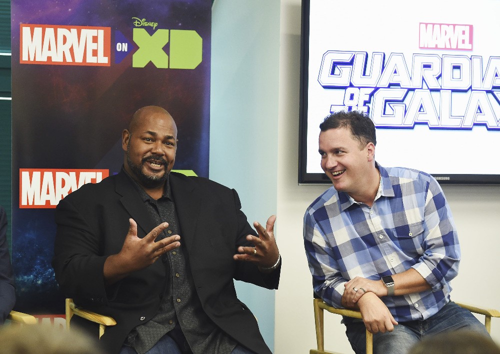 MARVEL'S GUARDIANS OF THE GALAXY - The voice cast and creative team at the "Marvel's Guardians of the Galaxy" event in Burbank, California (September 1). "Marvel's Guardians of the Galaxy" premieres SATURDAY, SEPTEMBER 26 (9:30 p.m., ET/PT) on Disney XD. (Disney XD/Matt Petit) KEVIN MICHAEL RICHARDSON, STEVE WACKER (VP, CURRENT SERIES, MARVEL ANIMATION STUDIOS)