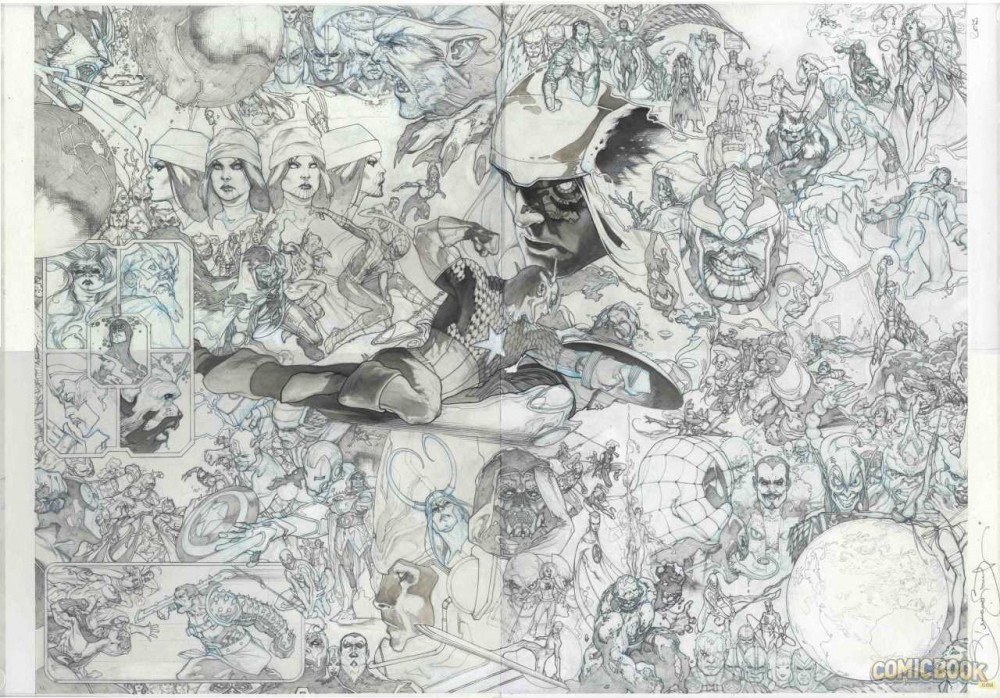 Secret-Wars-1-to-19-together-Simon-Bainchi-gatefold-interconnected-variants-pencils