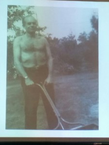 Bill Finger mowing the lawn