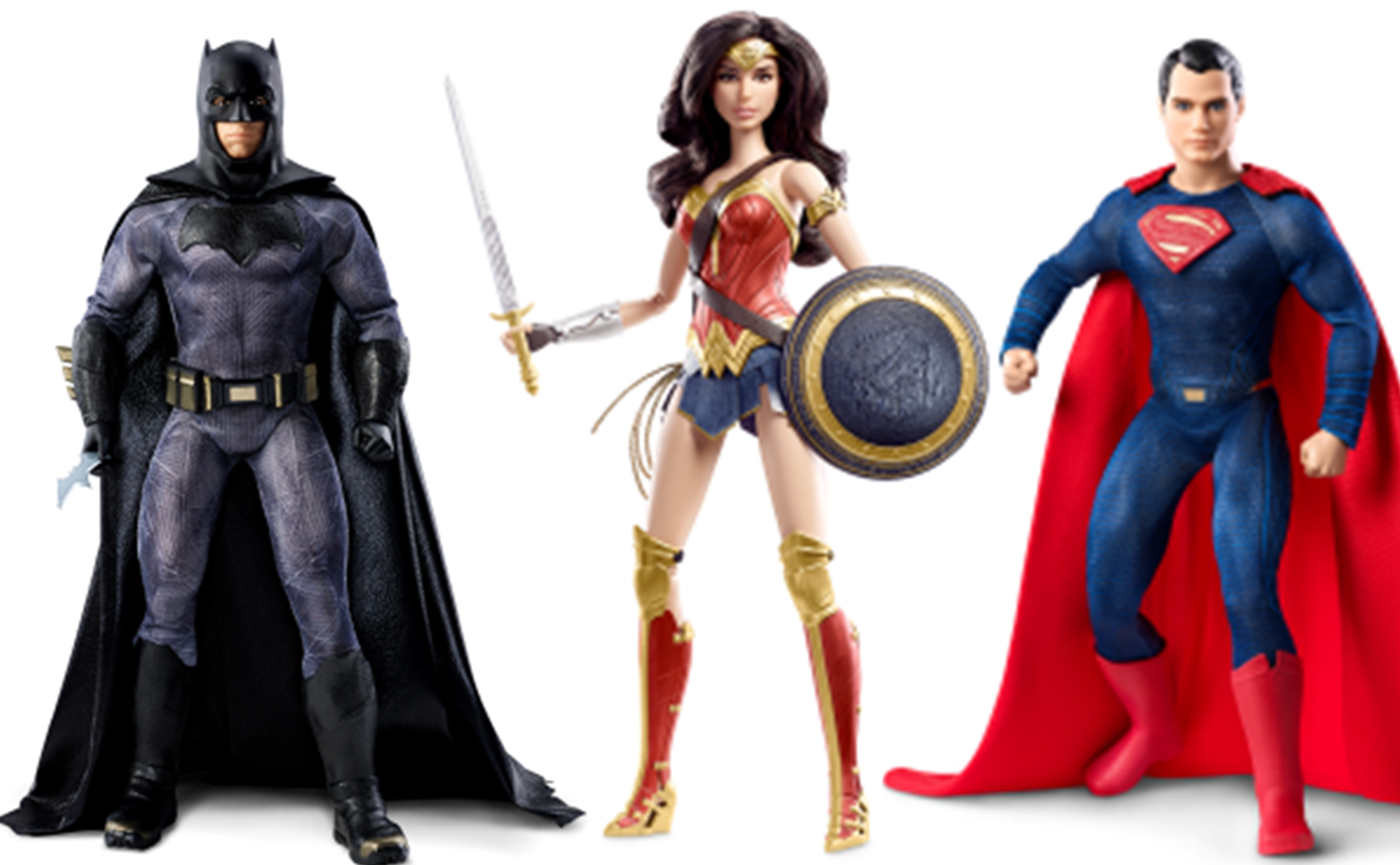 Barbie line Batman, Wonder Woman, and Superman: Each fully articulate character based off the movie actors are highly detailed and posable. SRP $39.95