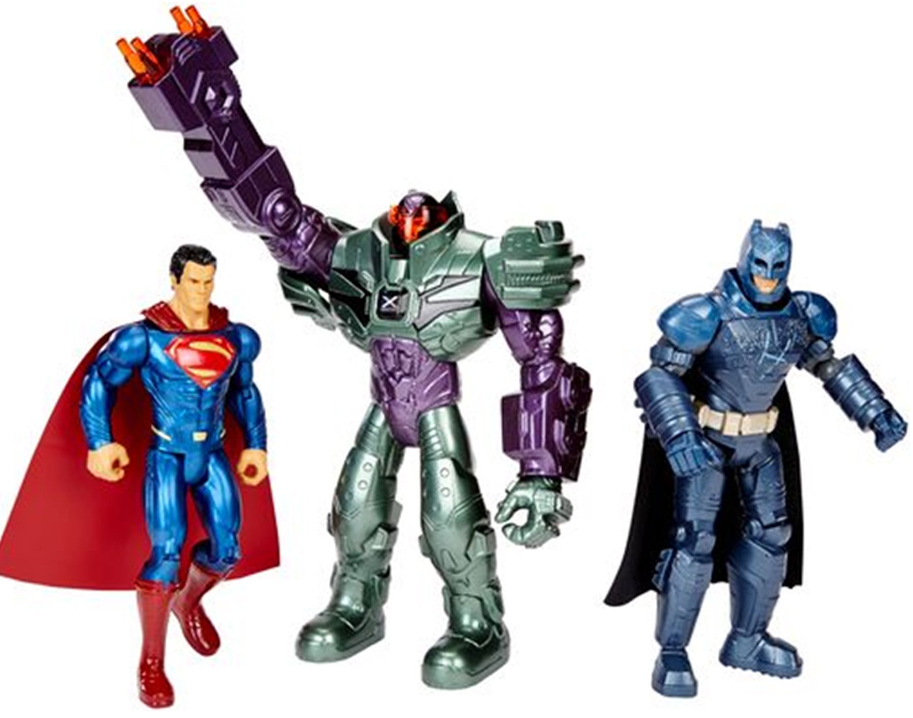 Superman, Batman, & Lex Luthor Action Figure 3 Pack: 6" authentic movie inspired figures with multiple points of articulation. SRP $24.99