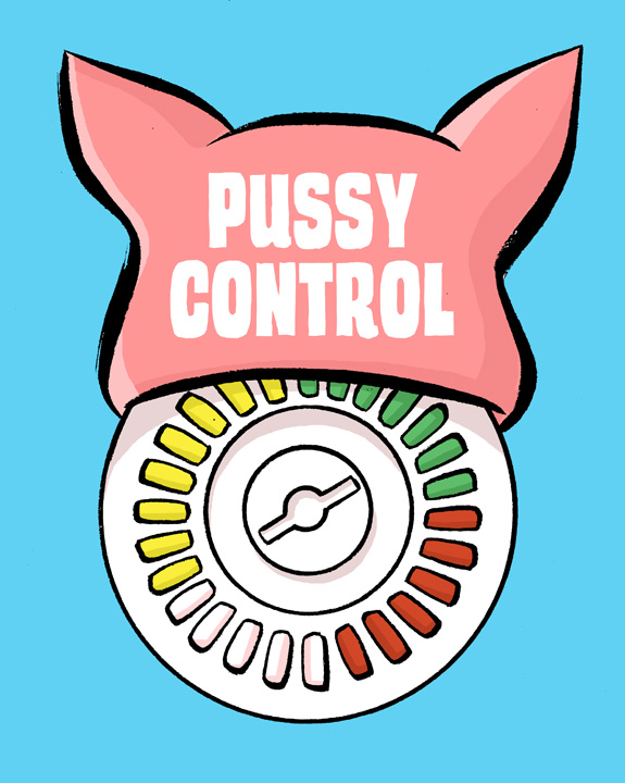 Cartoon of birth control package 