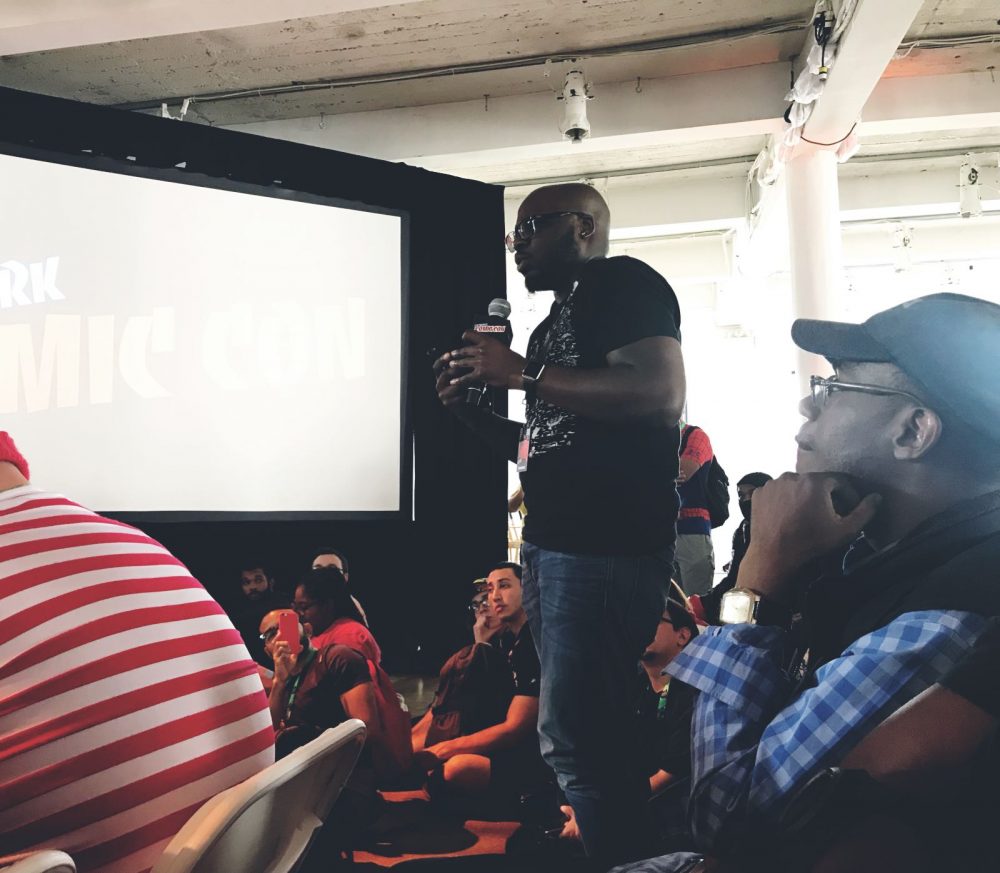 An audience member asks a question at NYCC.