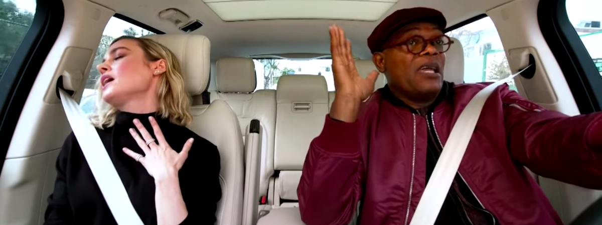 Photo of Brie Larson and Samuel L. Jackson in 'Carpool Karaoke'