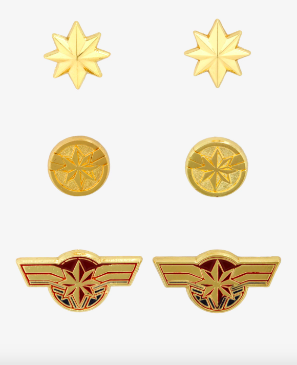 Captain Marvel earrings set from BoxLunch