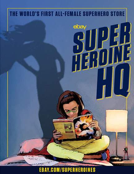 eBay 'Superheroine HQ' poster art by Cat Staggs