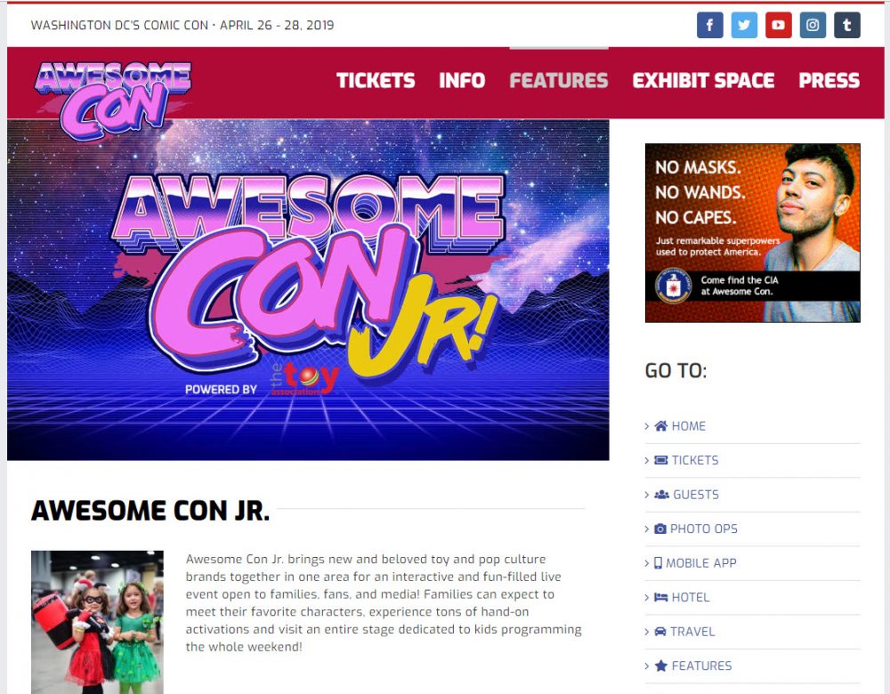 A CIA ad on the AwesomeCon Kids page