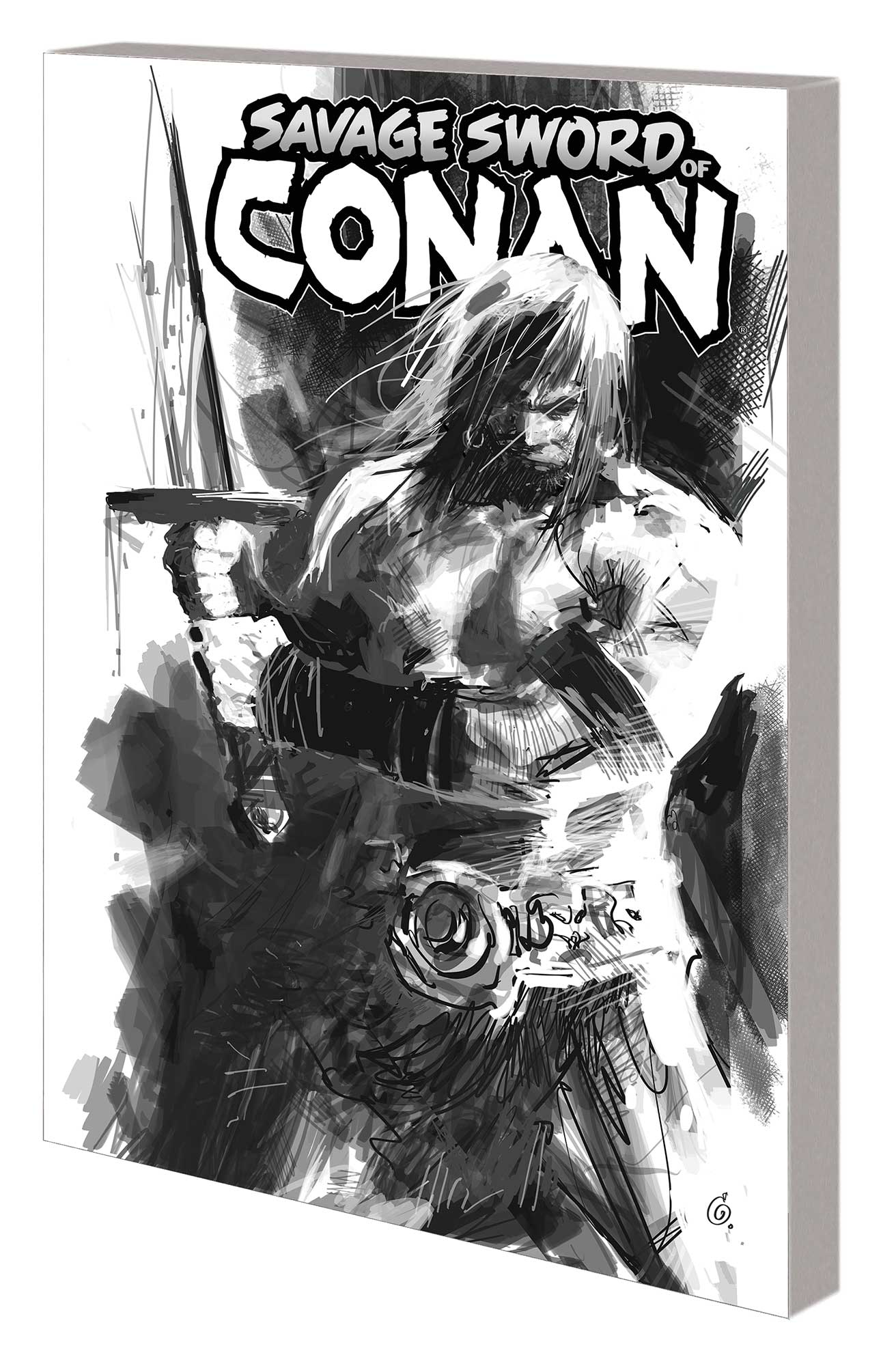 Savage Sword of Conan #1: The Cult of Koga Thun black and white TPB cover