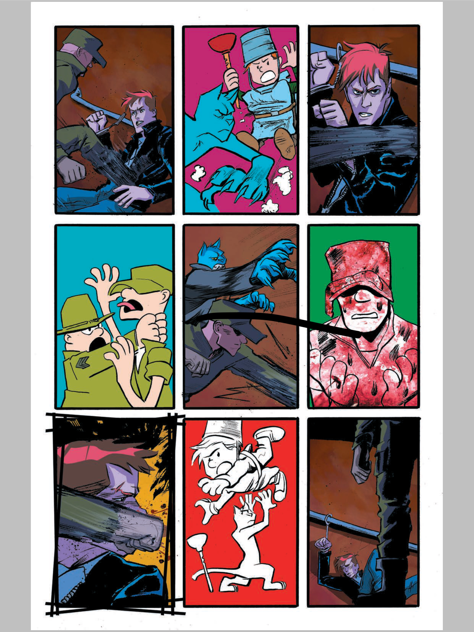 SPENCER & LOCKE 2 #1 nine-panel page shows all Pepose’s and Santiago’s influences.