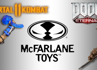 SDCC ’19: McFarlane Toys displaying DOOM and MORTAL KOMBAT 11 action figures at the Diamond Previews booth