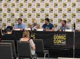 Publishers Weekly Panel featuring (L-R): Ted Adams, Liz Francis, Tyler Chin-Tanner, Andrew Arnold and Sebastian Girner