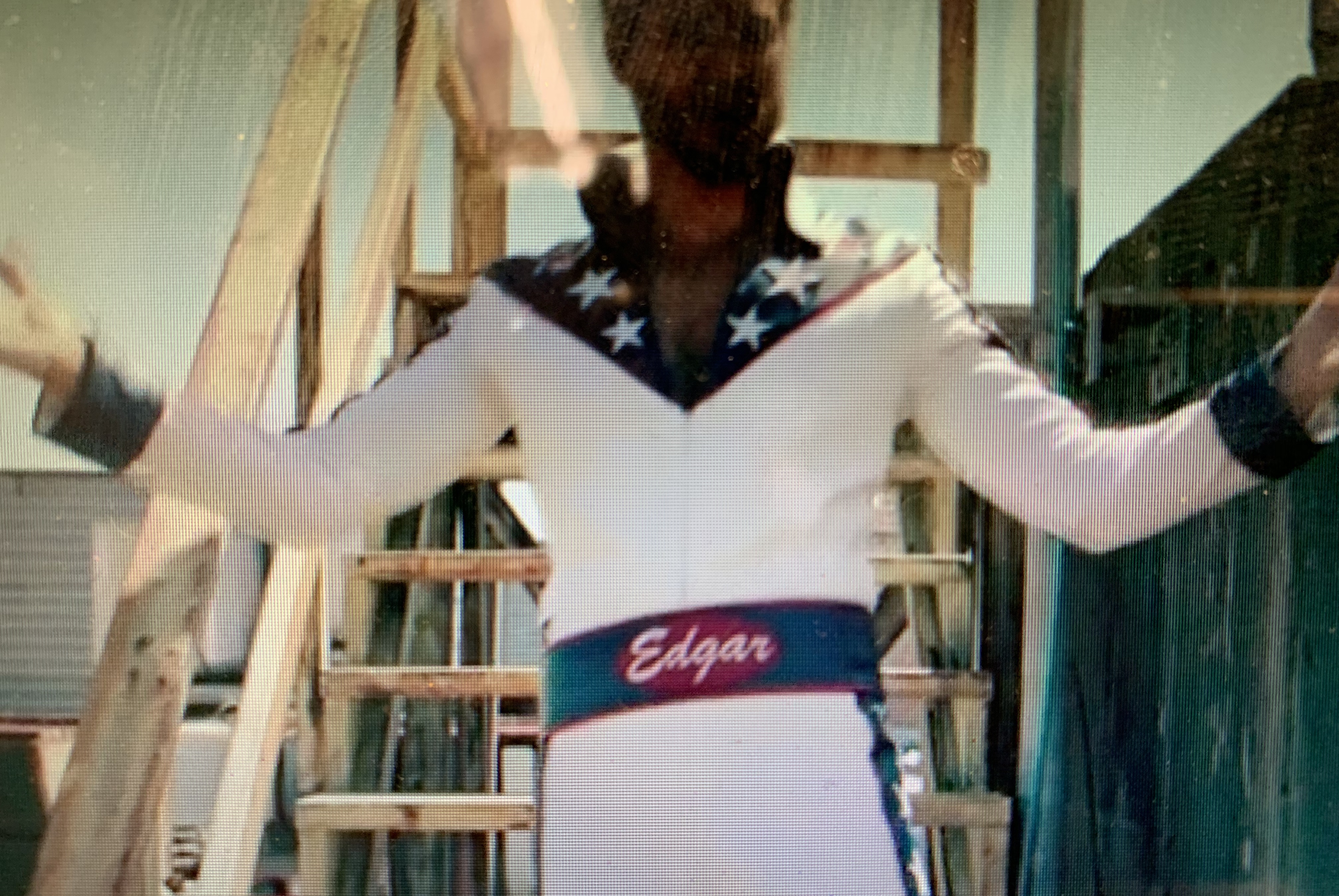 Edgar in his Evel Knievel jumpsuit