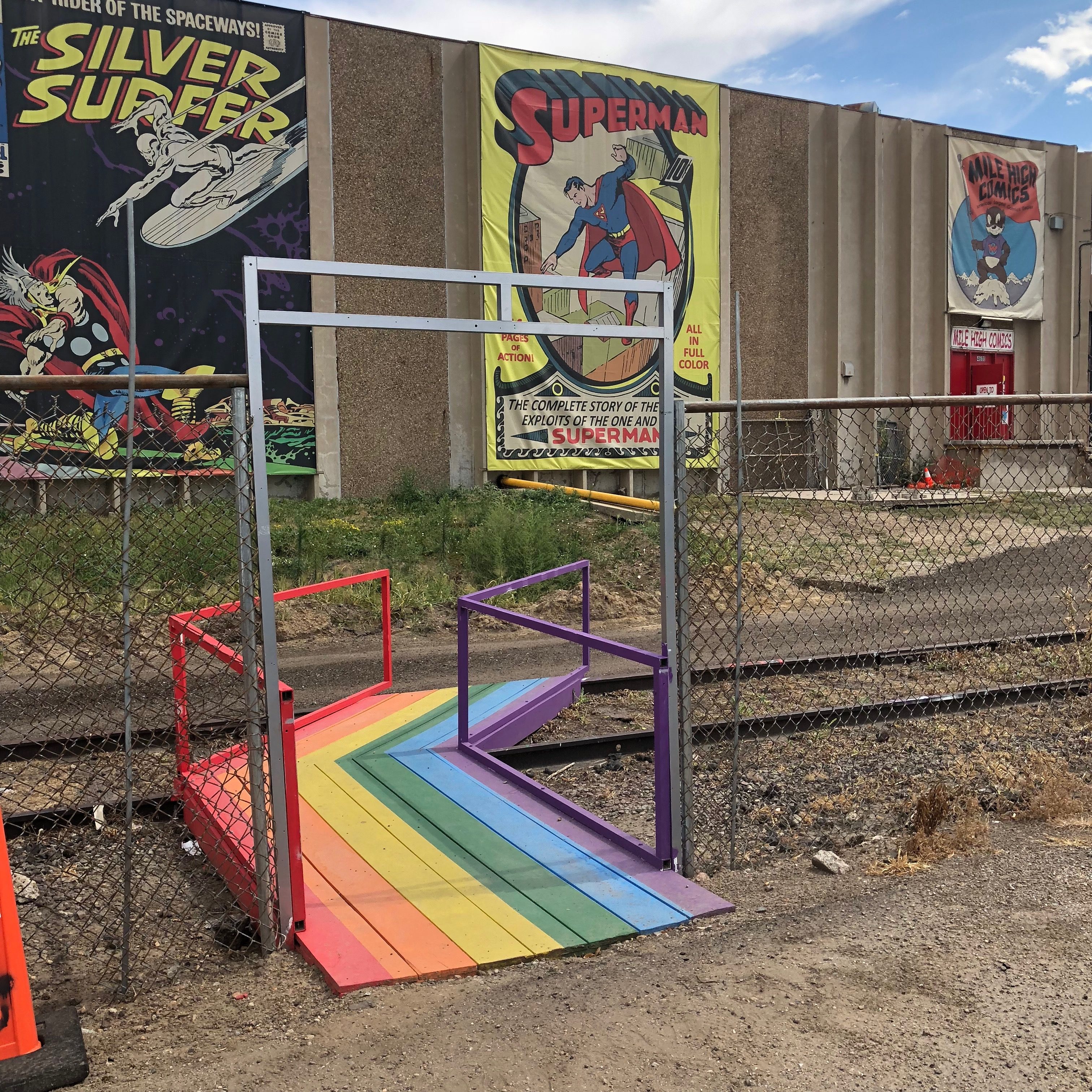 Mile High Comics rainbow footbridge