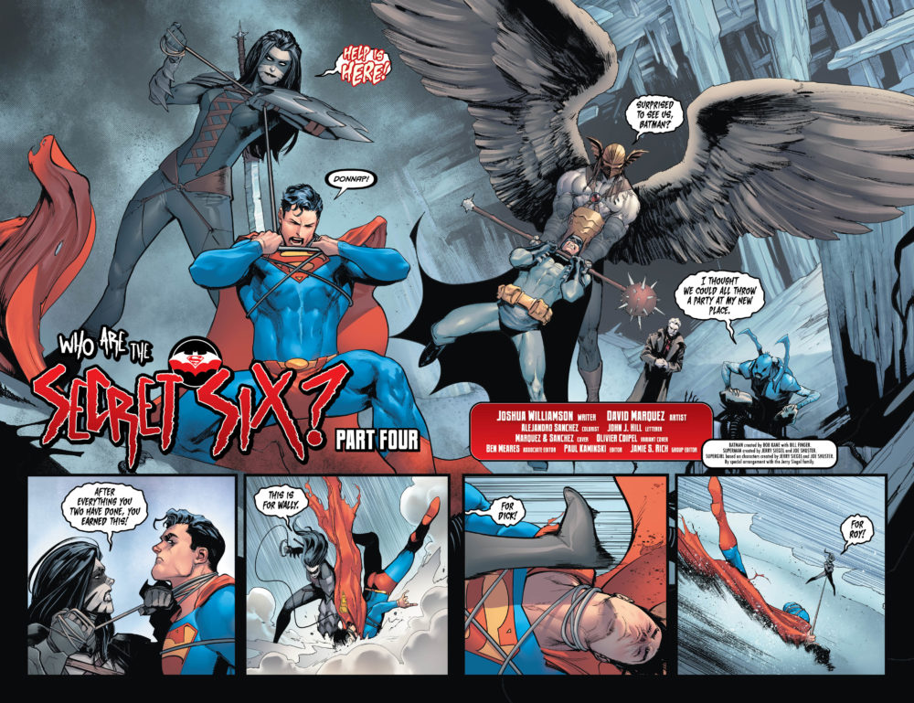 The Secret Six fighting Batman and Superman