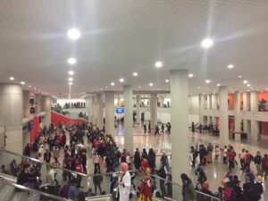 The messy line for the special events hall at AnimeNYC '19