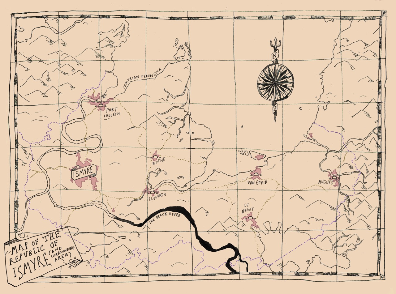 Map of the Republic of Ismyre and the surrounding area