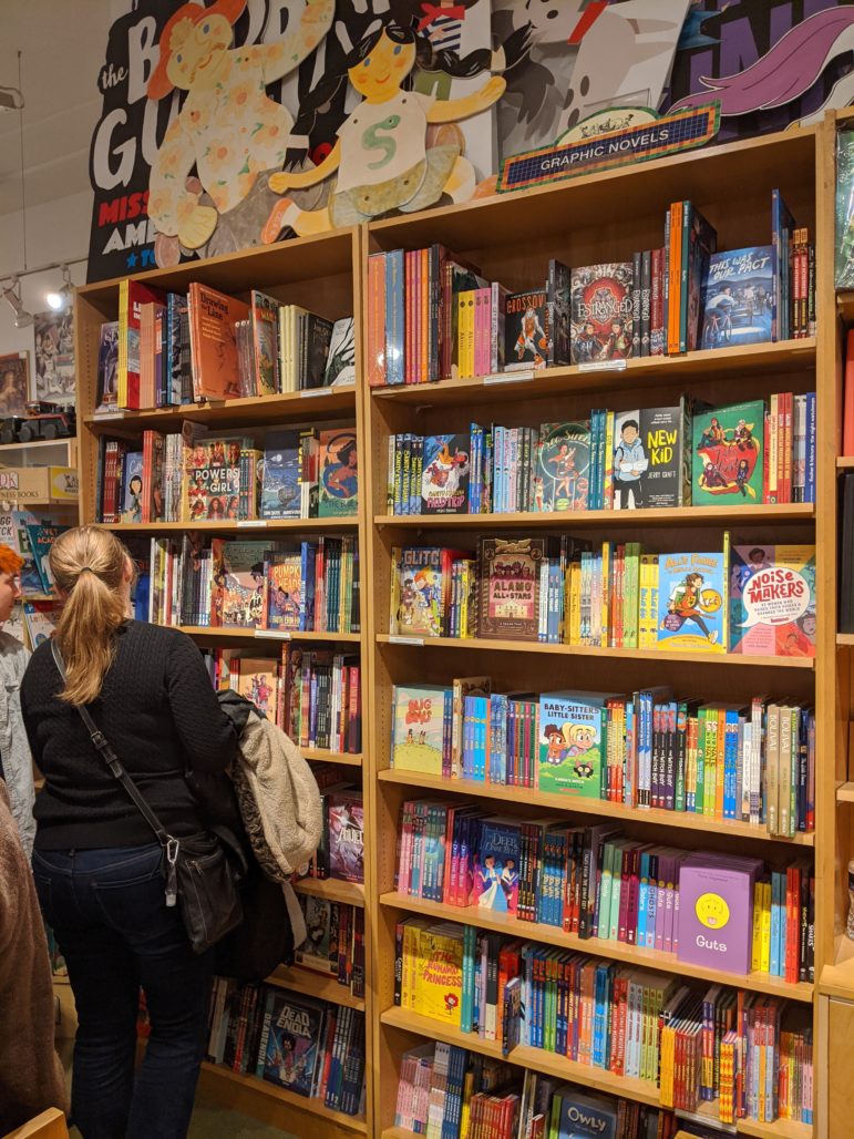 The Graphic Novel shelves at Books of Wonder.