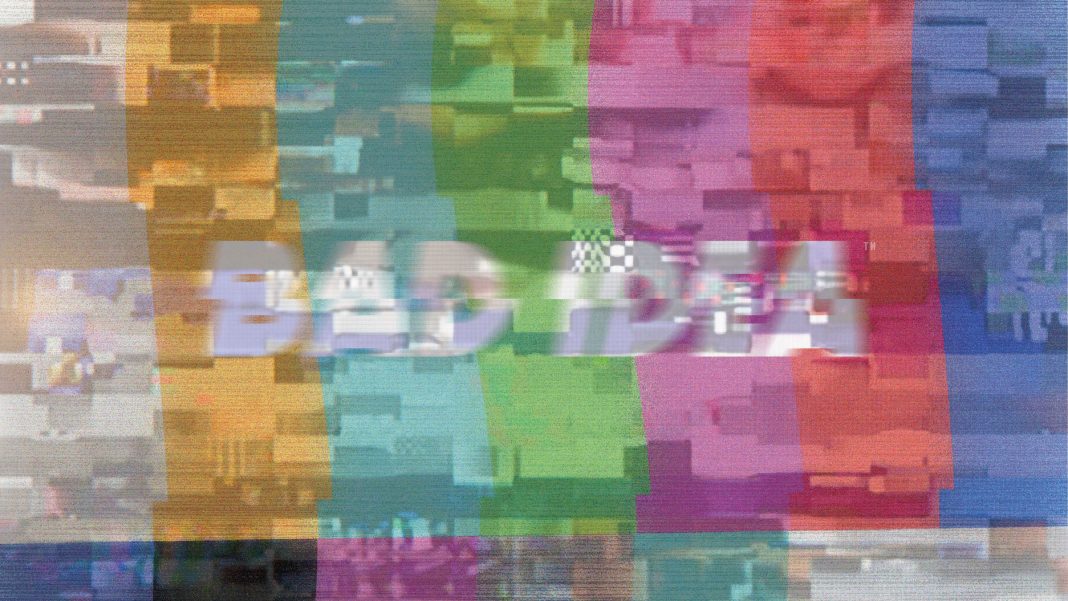 The logo for Bad Idea, a fuzzy a television screen.