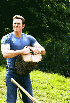 Steve Rogers ripping a log in half; not required for closet cosplays