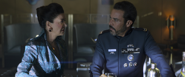 Chrisjen Avasarala (Shohreh Aghdashloo) and Admiral Delgado (Michael Irby) know that Marco's plot is coming to a head in "Mother"