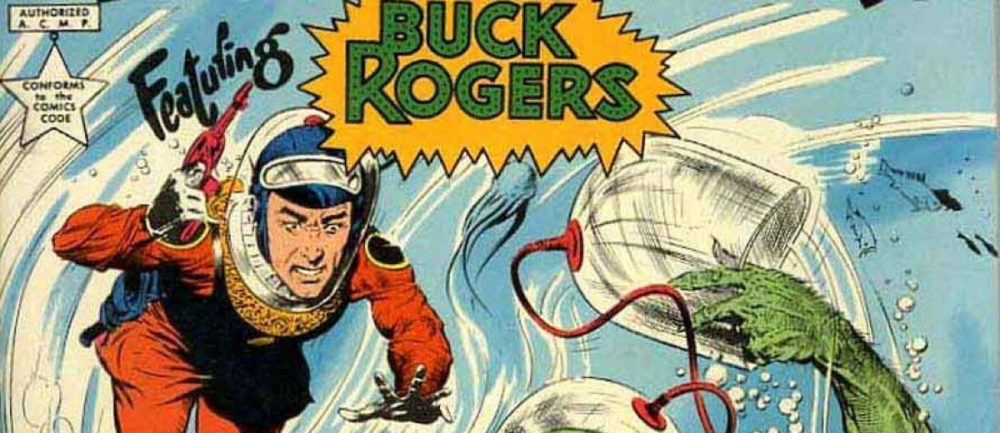 Detail of the cover for Famous Funnies #210 (1954) by Frank Frazetta, featuring Buck Rogers