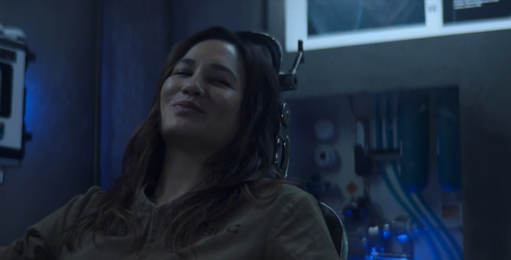 Clarissa Mao (Nadine Nicole) is hooked up to all sorts of sedatives in "Gaugamela"