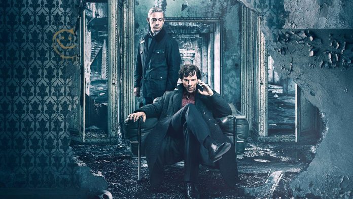 Sherlock Holmes and John Watson in Sherlock, a so-called queerbaiting show