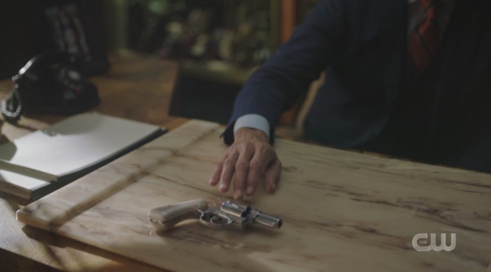 Hiram Lodge passes Chad his ghost gun on Riverdale