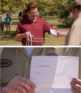 Ron Swanson on PARKS AND RECREATION does whatever he wants, much like creators according to annoying fandoms