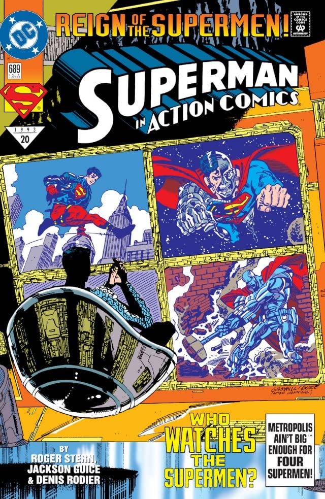 Who watches the Supermen on the cover of Action Comics #689