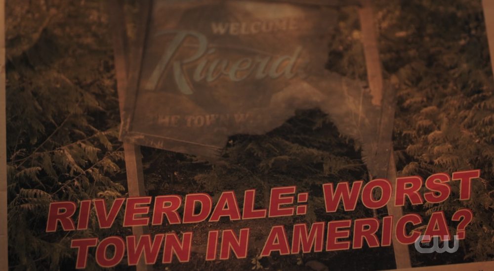 Newspaper announcing Riverdale as the worst town in America