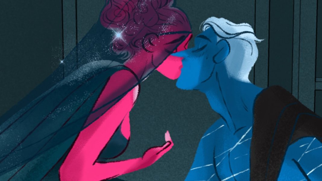 Lore Olympus - Persephone and Hades kiss