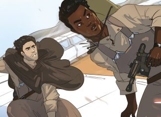 Finn & Poe ride into action on Megan Huang’s cover for STAR WARS: HYPERSPACE STORIES #3