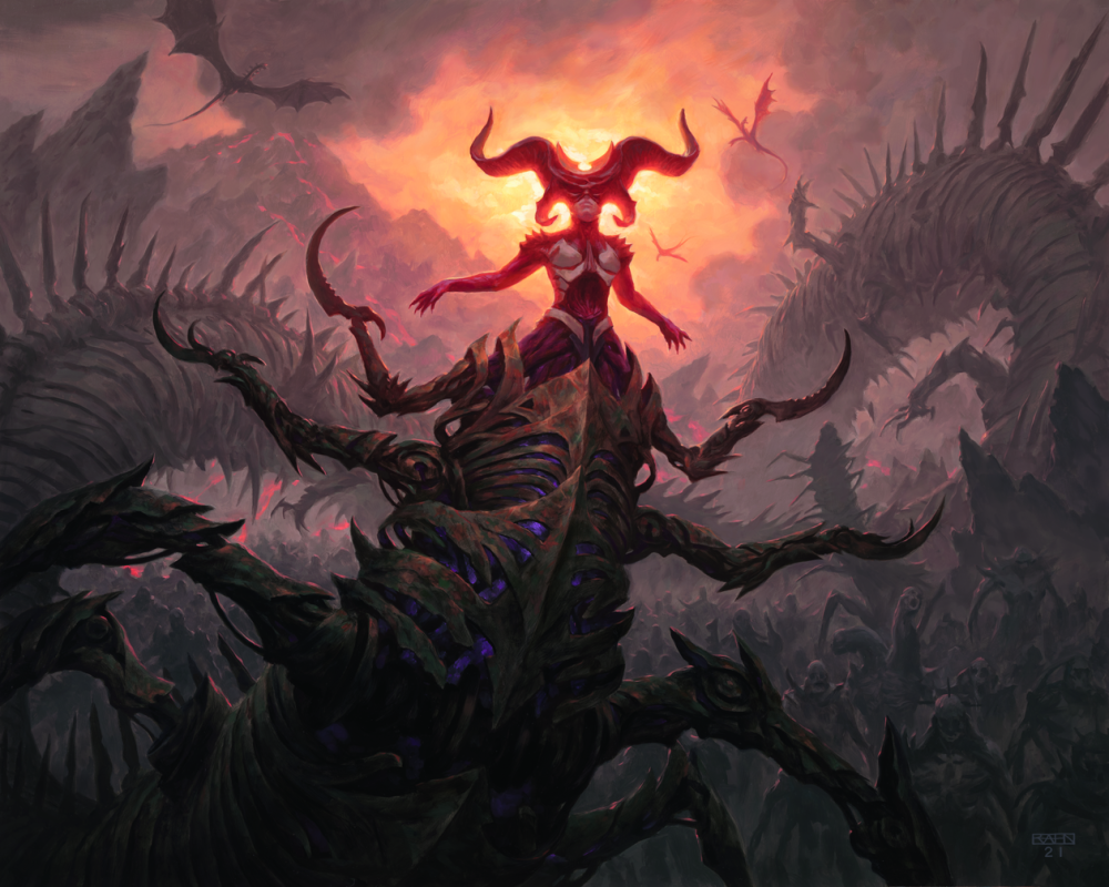 Sheoldred, the Apocalypse artwork from Magic's Dominaria United set