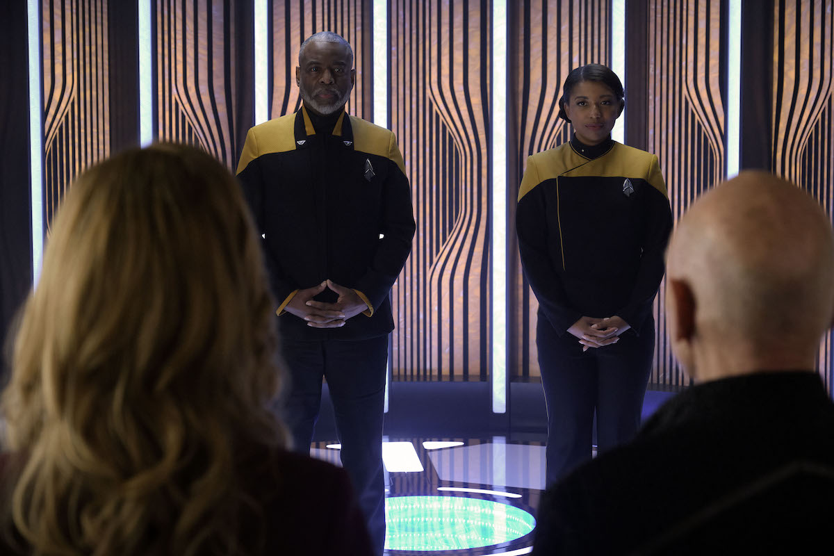 LeVar Burton as Geordi La Forge and Mica Burton as Ensign Alandra La Forge in "The Bounty" Episode 306, Star Trek: Picard on Paramount+.