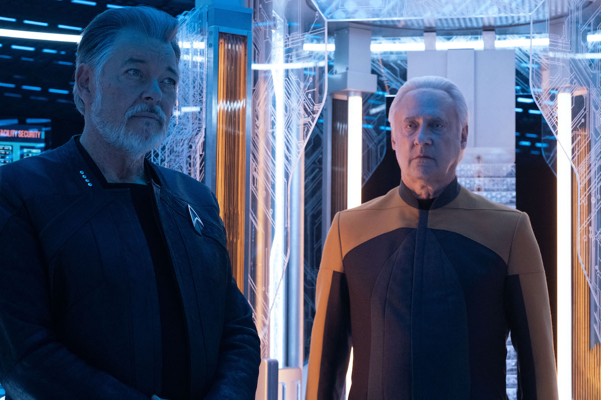 Brent Spiner as Data and Jonathan Frakes as Will Riker in "The Bounty" Episode 306, Star Trek: Picard on Paramount+.