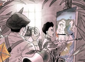 GRAPHIC BIO REVIEW: ARMED WITH MADNESS is a surreal journey through a brave artist’s life Armed with Madness, page 131. Leonora Carrington paints while a male photographer takes her picture.