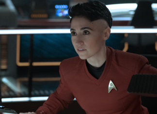 INTERVIEW: Melissa Navia on STAR TREK: STRANGE NEW WORLDS (S02E04) “Among the Lotus Eaters” Melissa Navia as Erica Ortegas on Star Trek: Strange New Worlds season 2 episode 3, "Among the Lotus Eaters." She is in her Starfleet uniform at her station on the bridge of the Enterprise.