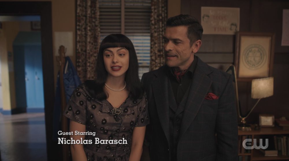 Veronica Lodge introduces 1955 Hiram Lodge to her friends at Riverdale High