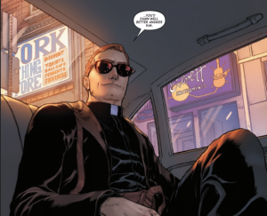 Matt Murdock, aka Daredevil, apparently a Catholic priest now.