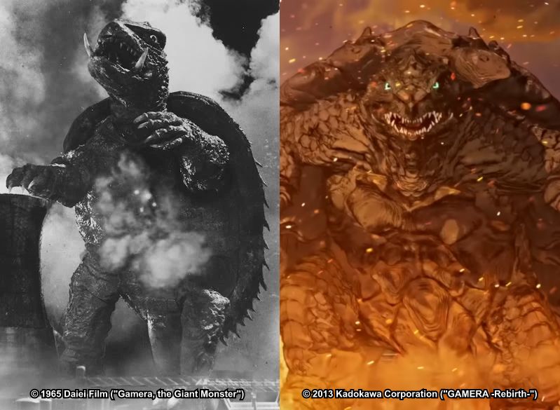 Gamera in the original 1965 movie vs Gamera in the Gamera -Rebirth- Netflix anime