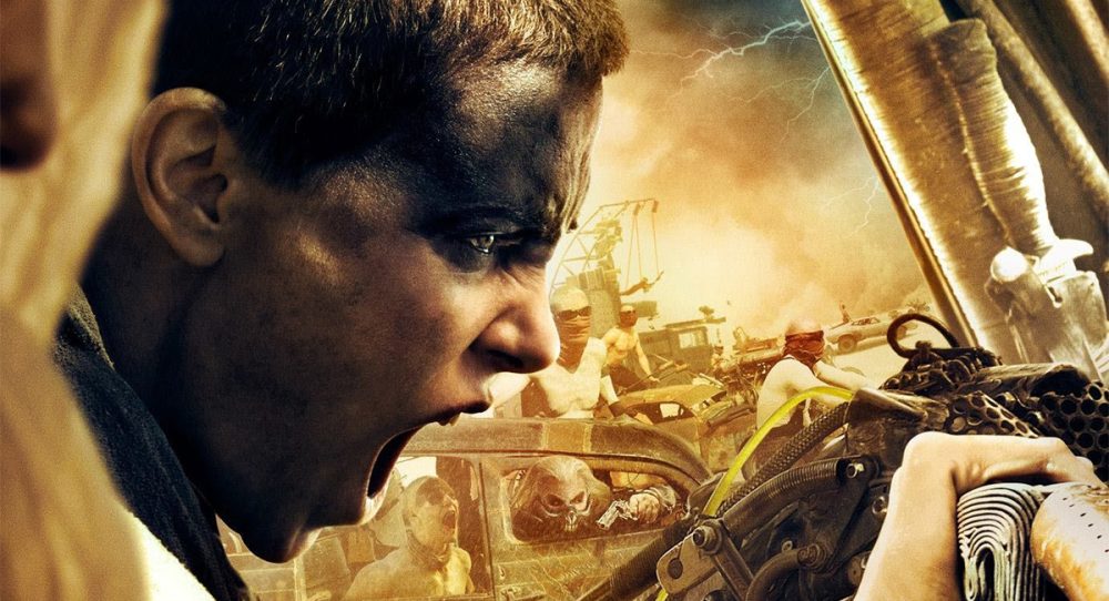 Furiosa screaming on Mad Max Fury Road poster