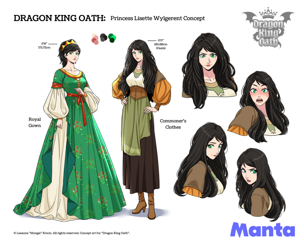 Lisette character design from Dragon King Oath