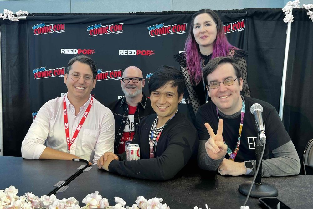 John D'Esposito from VIZ Media, David Saylor from Scholastic Graphix, Mark de Vera from Yen Press, Jillian Rudes from Manga in Libraries and Ben Applegate from Penguin Random House