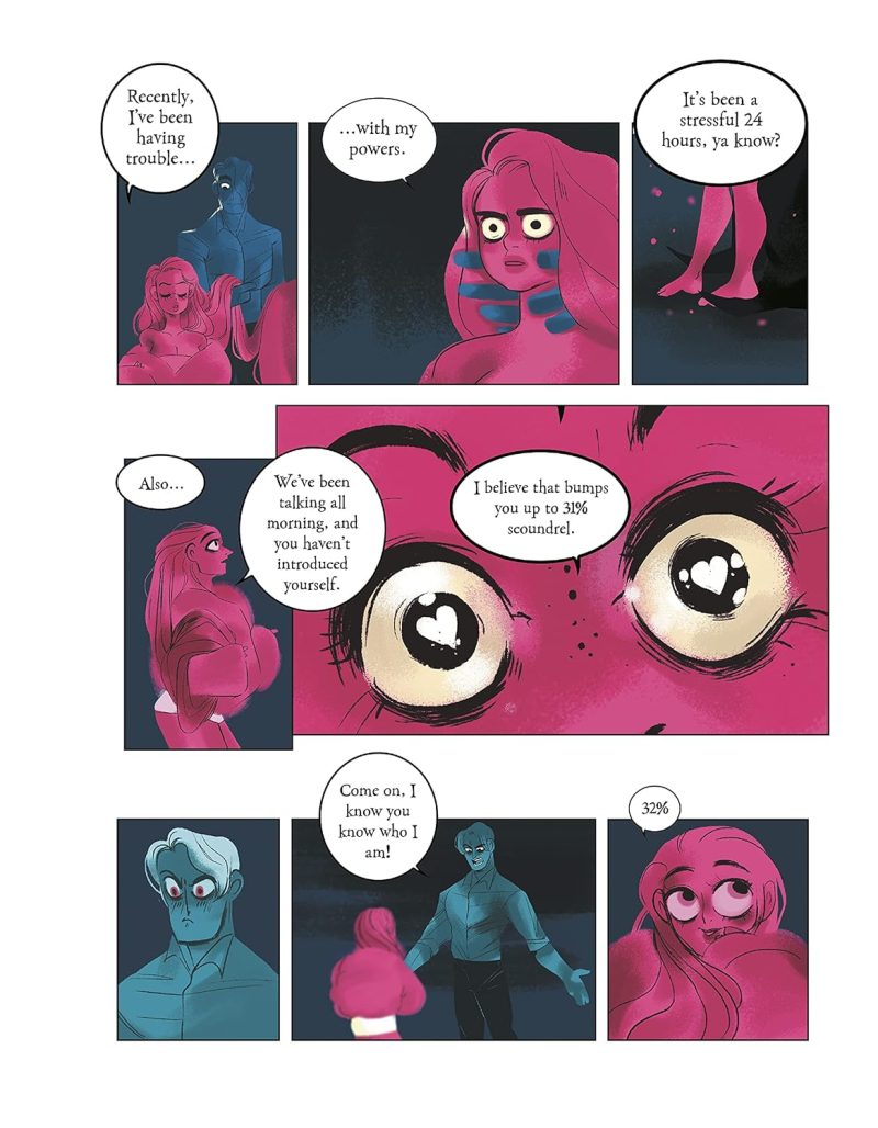 A page from Lore Olympus Volume 1, featuring Persephone and Hades bantering with small talk. 