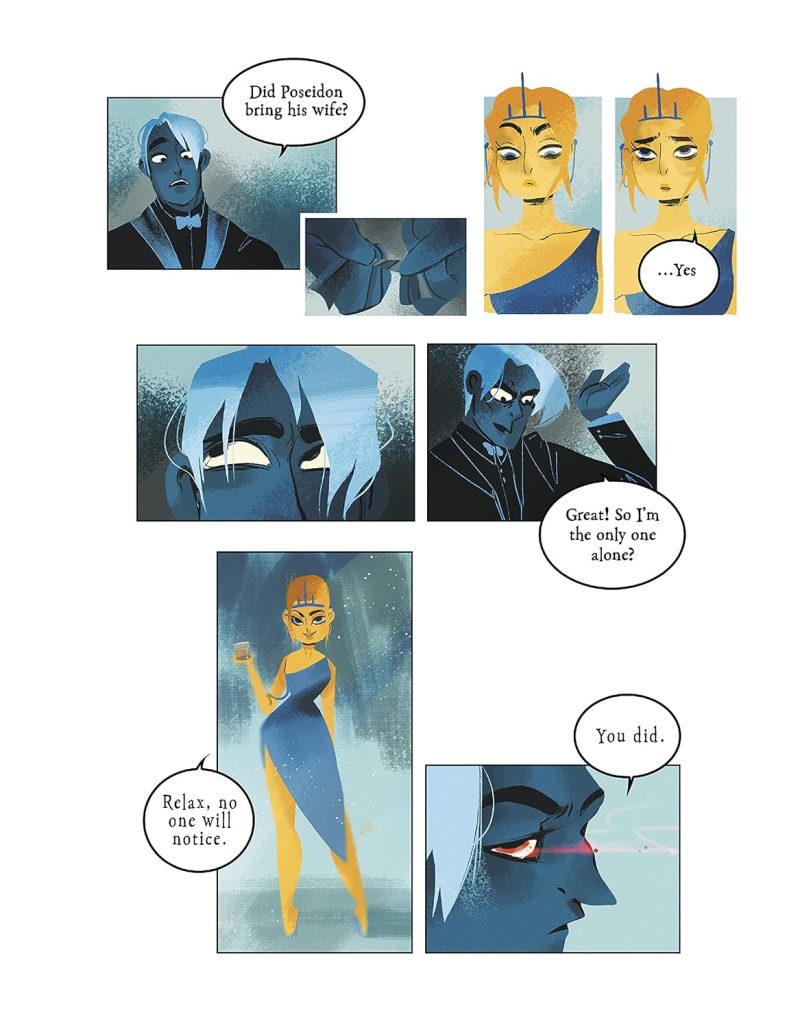 Page from Volume 1 of Lore Olympus, where Hades is dreading having to go to Zeus's party with no date.